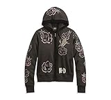 gestickter Harley-Davidson Schriftzug auf der Rückseite mit kleinen silbernen Nieten verziert