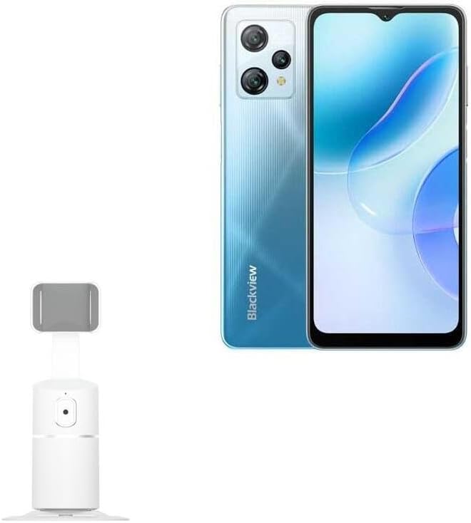 BoxWave Soporte y soporte compatible con Blackview A53 - PivotTrack360 - Soporte para selfie, soporte de seguimiento facial - Blanco invierno