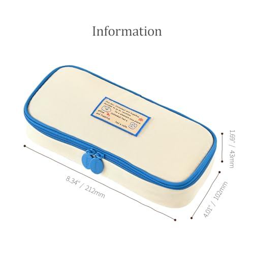 Image of Monolike Unmatched Friends Standard Pencil Case, Blue - Water-Resistant Nylon Pencil Case, Large Capacity Pen Pouch, Aesthetic Stationery Organizer for School Office