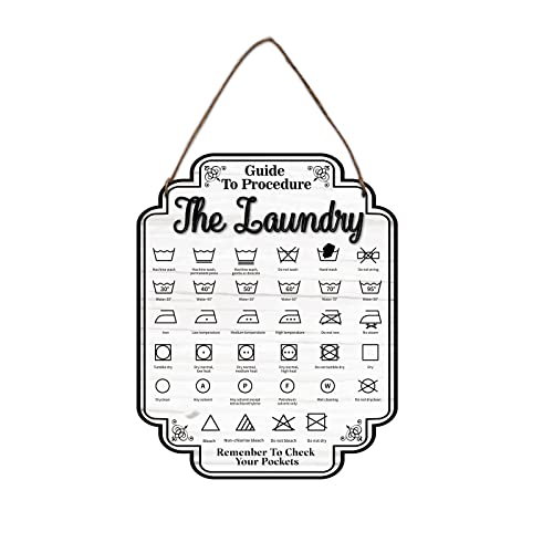 NBEADS Retro Farmhouse Wood Hanging Plaque, Rustic Laundry Room Wall Sign Art Decoration with Jute Twine, 24x30cm