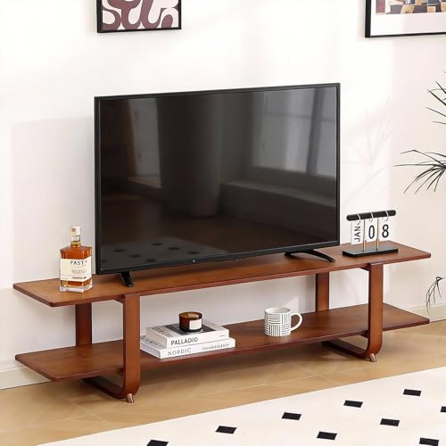 Tiita TV Stand with Storage for TVs up to 65'', Bamboo TV Console Entertainment Center with 2 Open...