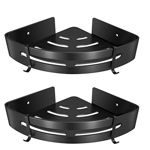 Alipis 2 Piezas estante accesorios cocinita rugerizado almacenaje baño impermeables accesorios en baño cesta soporte de baño sobre inodoro muro ducha organizador de acero inoxidable Black
