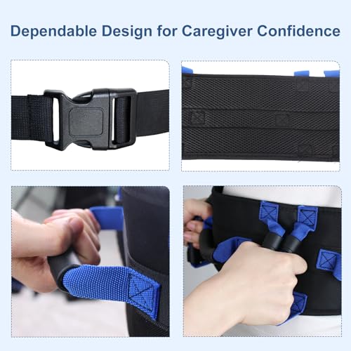 Gait Belt with 7 Handles for Seniors & Caregivers - 5” Wide Transfer Belt for Elderly, Bariatric & Disabled | Adjustable 30-50 Inch, Quick-Release Buckle | Heavy Duty Support for Home Care by WSDKNS - Image 4