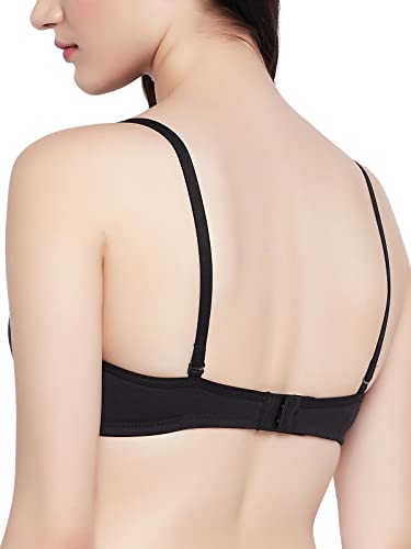 Image of Clovia Women's Cotton Non-Padded Non-Wired Full Coverage Multiway T-Shirt Bra in Black