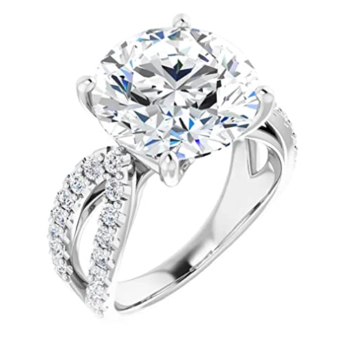 JEWELERYIUM 6 CT Round Cut Colorless Moissanite Engagement Ring, Wedding/Bridal Ring Set, Solitaire Halo Style, Solid Sterling Silver Vintage Antique Anniversary Promise Ring Gift for Her3