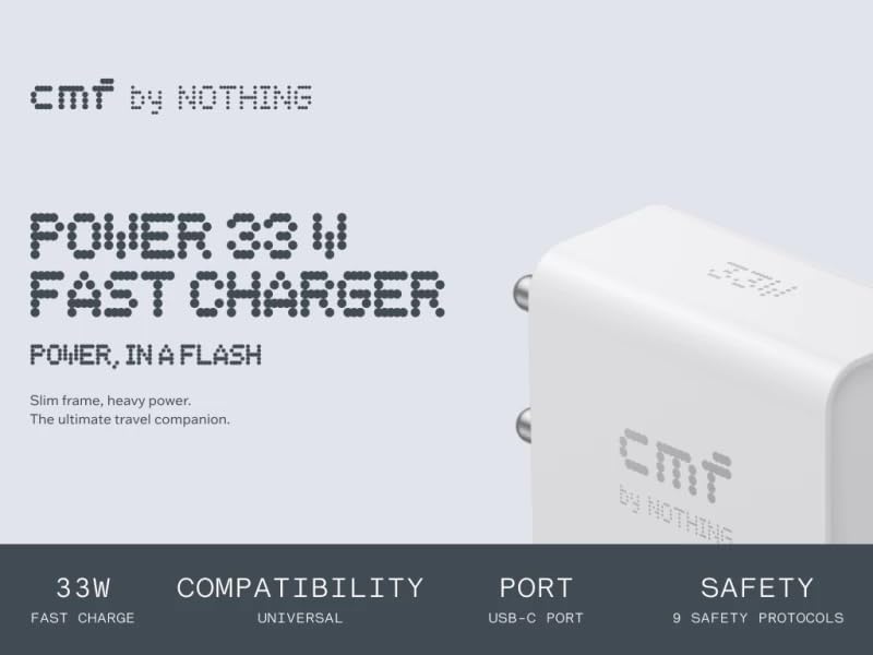 Image of Hoerrye CMF 33W Fast Charger Adapter with 1m Type C Cable for Nothing Phone 3A /3A Pro /2 /2A /2A Plus /2A Special Edition /1 /CMF Phone 1 /Pixel 9 /8 /7 & Other USB C Devices Type-C Port Pd Power Adaptor-White