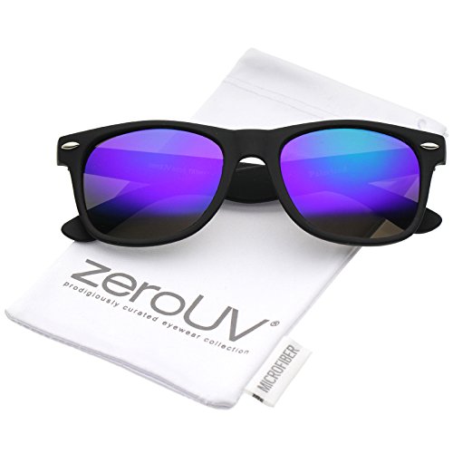 Image of zeroUV - Classic Colored Mirror Lens Square Horn Rimmed Sunglasses for Men Women