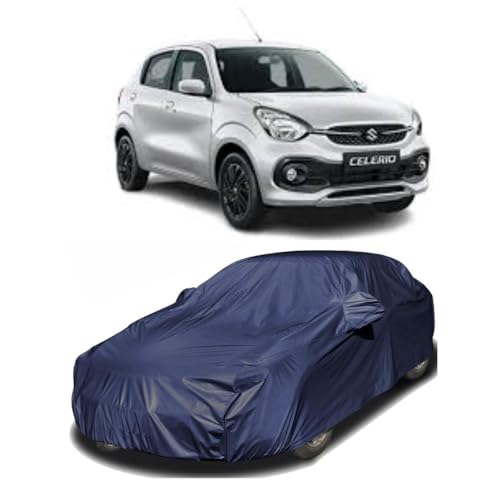 Image of Car Body Cover Compatible with Maruti Suzuki Celerio | Water, Dust & UV Protection | Mirror Pockets | Elastic Grip | Triple Stitch Celerio Car Cover (Blue)
