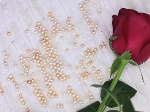 50PCSNatural Cultured Freshwater Pearl Beads 4-5mm 50Pcs Gold & White Mixed Near Round Loose Pearls, 0.6mm Pre-Drilled AAA High Luster Beads for DIY Necklace Bracelet Earring Jewelry Making Crafts by Chavdar - Used condition - Image 3