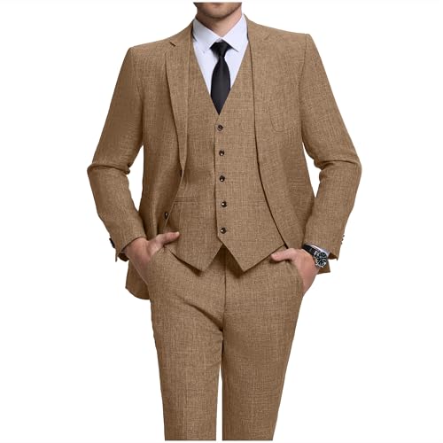 Men Suits Lightweight 3 Piece Slim Fit 2 Button Blazer Vest Pants Suit Sets Casual Men Wedding Suits Prom Tuxedo