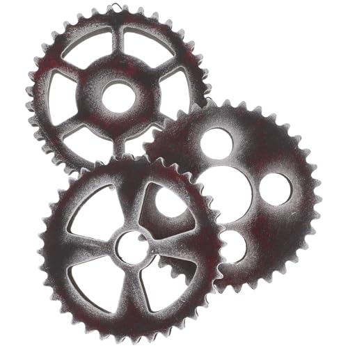 Kichvoe Engranajes de Madera Colgantes Retro Vintage 3 Piezas (12 Hexagonales, 2 Cuadradas, 12 Orificio Circular) Decoración de Pared Industrial para Hogar, Bar y Manualidades