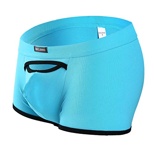 WOCACHI Underwear for Mens, Erotic Men's Thong Underwear Pants Briefs Sexy Underwear Underwear Fly Front with Pouch Bikini Patchwork Comfortable Underpants Solid Color Guys Sky Blue