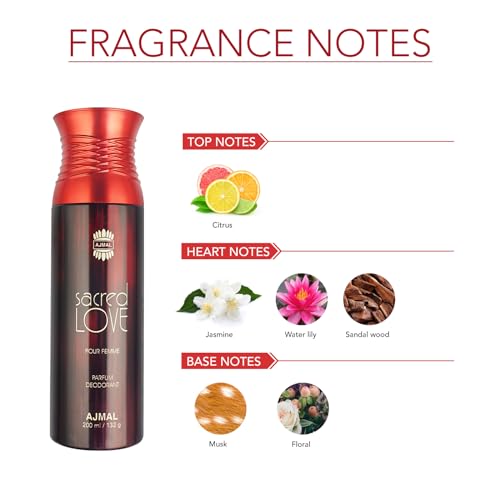 Ajmal Sacred Love Perfume Deodorant 200ml Body Spray Gift For Women - Image 2