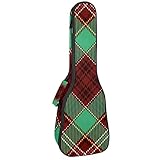Konzert-Ukulelen-Rucksack, robuster Ukulele-Koffer mit Stauraum, Sopran-, Konzert-, Tenor-Ukulele, 10 mm gepolsterte Tasche, schwarze Schafe, Grün, Rot, schwarze Linie, kariert