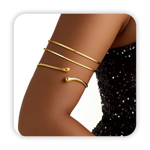 PEALICIOUS Gold Arm Cuff for Women Girls 2Pcs Arm Cuff Gold Upper Arms