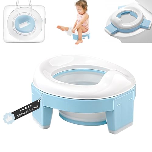 HuBorns - Pot Pliable Enfant Voyage Facile à Transporter avec 10 Sacs Inclus, Pot Portable Enfant Voyage Confortable et Sûr, Reducteur Toilette Enfant pour...