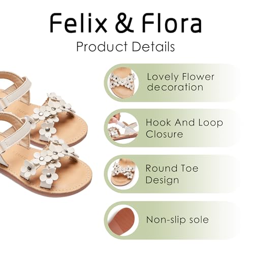 Image of Felix & Flora Toddler Girl Sandals -Flower Girl Dress Shoes Open Toe Little Kid Flats