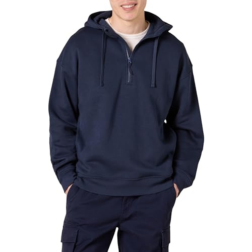 Amazon Essentials Men's Quarter-Zip Oversized-Fit Hoodie Sweatshirt