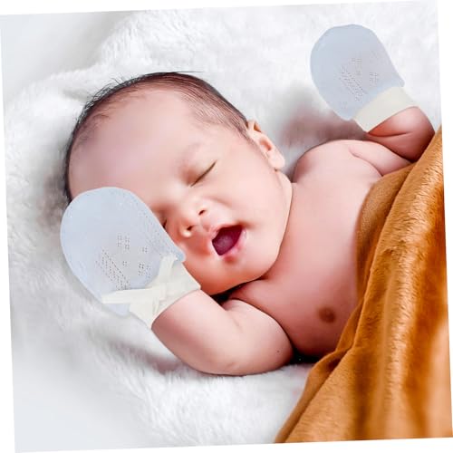2pairs Newborn Mittens Cotton Knit Boy Girl Mittens Non-slip Essential Gloves Boy Girl Comfortable for4