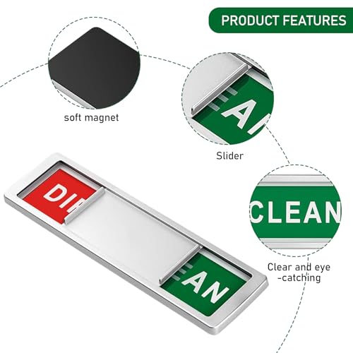 ChAusa Spülmaschinen Schild, Sauber/Schmutzig Zeichen, Clean/Dirty Sign, Schild für Geschirrspüler Schiebeschild, Dishwasher Magnet, Geschirrspüler Indicator, Leicht zu Lesen und zu Verschieben