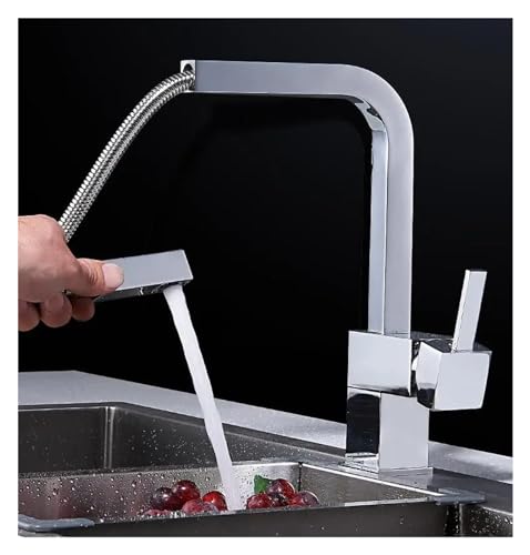 Robinet de cuisine mitigeur d'évier chromé carré et pivotant - 3