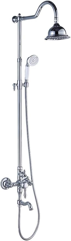 Retro Bath Chrome Complete Shower Set for Shower Bathtub Bath Filler Water Tap Rain Hand Shower
