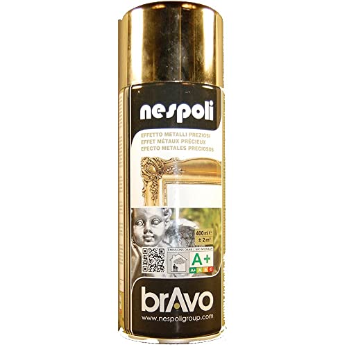 Nespoli Pintura en Spray, Color Cromado Oro, Efecto Metálico, 400 ml, Acabado Profesional