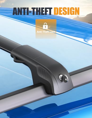 Image of KINGGERI 300lbs Roof Rack Cross Bars Compatible with Ford Escape 2013-2019 with Raised Side Rails, Lockable Heavy Duty Aluminum Roof Rails Crossbars Luggage Kayak Canoe Snowboard Car SUV Accessories