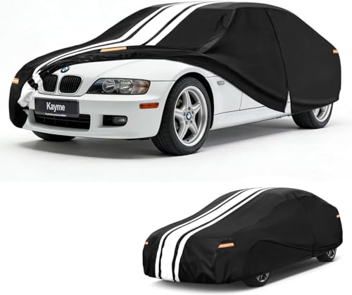 Image of Kayme Heavy Duty Car Cover Custom Fit for BMW Z3 (1995-2004), Outdoor Full Exterior Cover with Tape and Towel, Rain Snow Sun UV Protection.