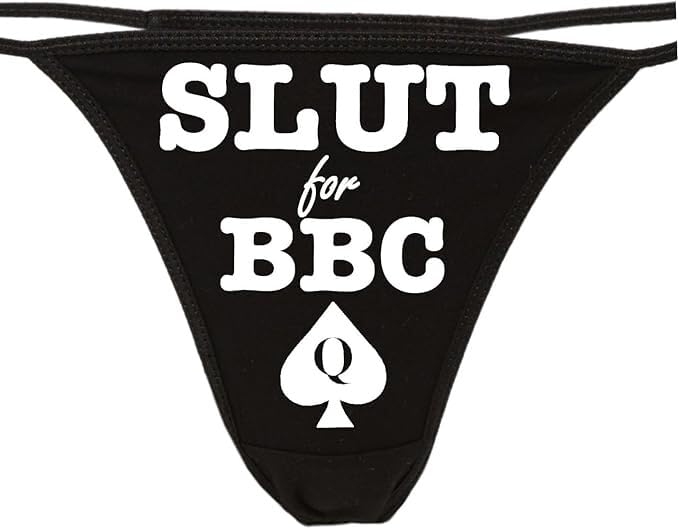 Knaughty Knickers Slut For BBC - Queen Of Spades - Love Big Black Cock Black String Thong Adult Flirty Fun