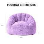 Bean Bag Chair, Shell-Shaped Bean Bag Couch for Adults, Giant Bean Sofa with High-Rebound Memory Foam, Chair with Faux Fur Removable Cover, Big Sofa for Reading, Gaming, Purple - Image 3