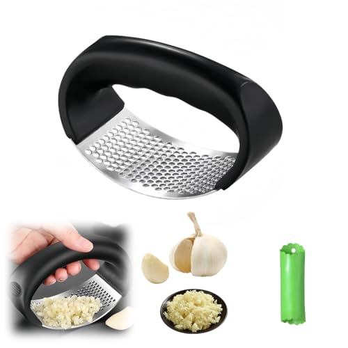 Fansuit LE10272313-QX-YSQ-LCX-002 Stainless Steel Garlic Presser, 2024 New Garlic Press Rocker Garlic Mincer Garlic Crusher, Stainless Steel Garlic Rocker, Portable Manual Garlic Press cover
