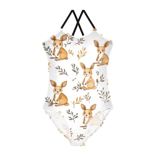 Cute Kangaroos Leaves Girls Swimsuit One Piece Bathing Suit for Baby Girls' Swimwear 3-10T