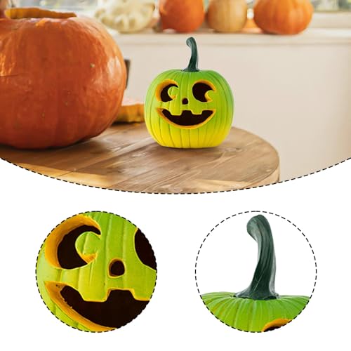 Décoration de citrouille d'halloween verte pour table à manger festive d'automne