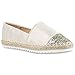 stiefelparadies Damen Espadrilles Metallic SlipperBast Profilsohle Flats Freizeit Glitzer Prints Spitze Schuhe 137539 Gold Weiss 37 Flandell