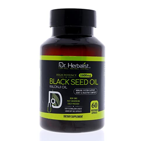 Image of Dr. HERBALIST Black Seed Oil Capsules 1600mg - Cold Pressed Nigella Sativa Softgels with Thymoquinone | Supports Overall Wellness & Immune Vitality* | Halal, Non-GMO | 60ct