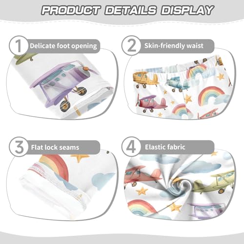 Airplane Rainbow Girls Leggings Ultra Soft Compression Yoga Gym Pants for Kids 4-10T3