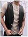 GORGLITTER Men's Leather Vest Casual Button Down Western Cowboy Cropped Vests V Neck Going Out Jacket Black Medium