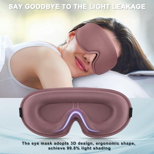 Image of Tobfit Blackout Sleep Mask for Women Men Zero Eye Pressure Eye Mask, Lycra Fabric 3D Ergonomic Design Eye Movement and Eyelash Friendly, Ultra Comfortable Blindfold for Sleeping Pink