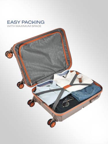 Image of Safari Benson Cabin 8 Wheels 55cm Carry on Trolley Bag Hard Case Polypropylene 360 Degree Wheeling System Luggage, TSA Approved Lock, Trolley Bags for Travel, Suitcase for Travel, Fossil