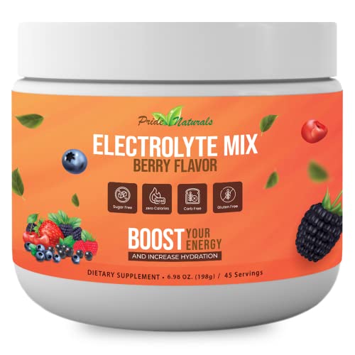 Electrolyte Powder - Refreshing Workout Recovery Electrolytes, Sugar Free, Gluten Free & Vegan, Pure Keto & Paleo Hydration Beverage, Immune Boosting Vitamins (198 Grams, Berry) Electrolyte Powder - Refreshing Workout Recovery Electrolytes, Sugar Free, Gluten Free & Vegan, Pure Keto & Paleo Hydration Beverage, Immune Boosting Vitamins (198 Grams, Berry)