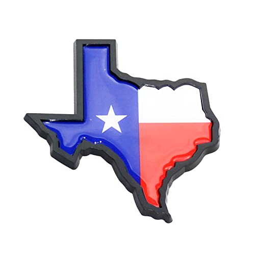 1Pc Texas Flag In Shape Of Texas State Edition Emblem Decal Lone Star 3D Badge Sticker Replacement For Universal Car Suv Truck Vehicle (Black Blue Red) #TOP4