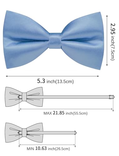 Image of Solid Color Bow Ties for Men Silk Pre-tied Tuxedo Bowtie Set 4PCS | Pre-tied in 3 seconds,adjustable 4PCS bow tie and pocket square cufflinks lapel pin set,wedding,formal,party,prom,graduation