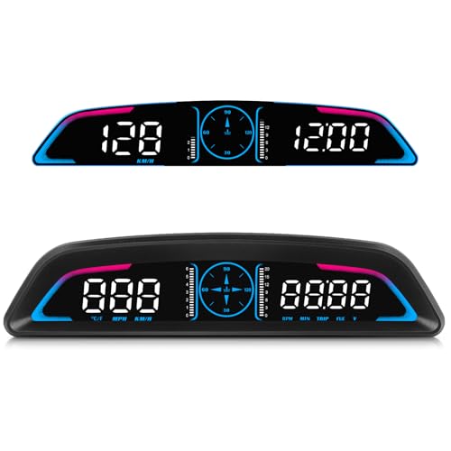 OBD2 Speedometer for Car Digital with Time Speed Trip RPM Volt Water Temp Overspeed Fatigued Driving Alert LCD Screen OBD2 Guage Display for Car Head Up Display HUD for Most 2008+ Sedan Cars