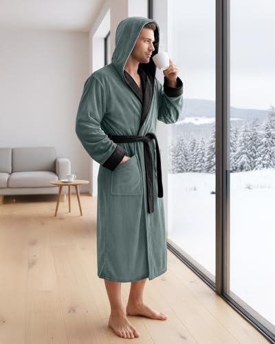 Image of NY Threads Mens Hooded Robe - Plush Long Bathrobes for Men