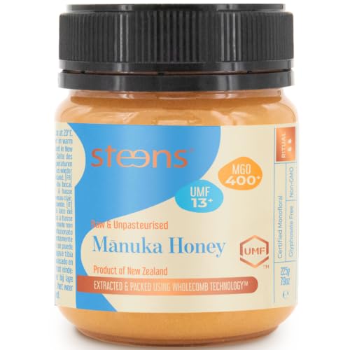 Steens Manuka Honey - MGO 400+ - Pure & Raw 100% Certified UMF 13+ Manuka Honey - Bottled and Sealed in New Zealand - 225g