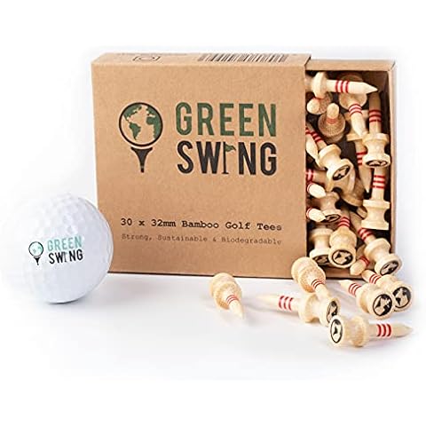 Green Swing Bamboo Golf Tees 32mm | Strong Sustainable Biodegradable | 30pcs Cover