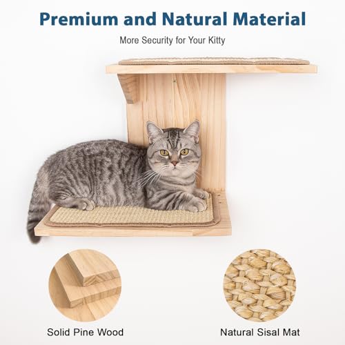 Estantes de pared para gatos forma árbol 2 plataformas miniatura 5