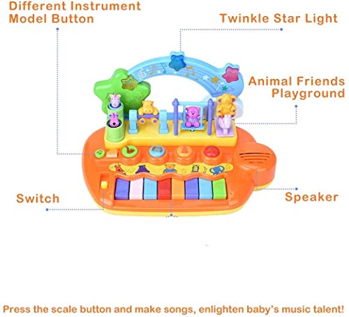 Image of Cable World Learn-to-Play Piano Musical Toy with 8 Keys Keyboard Animal Playground LED Light - Early Education & Learning Gift