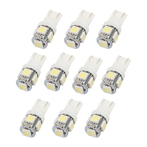 uxcell 10pcs White T10 Wedge LED 5 Surface Mount Device miniatura 3